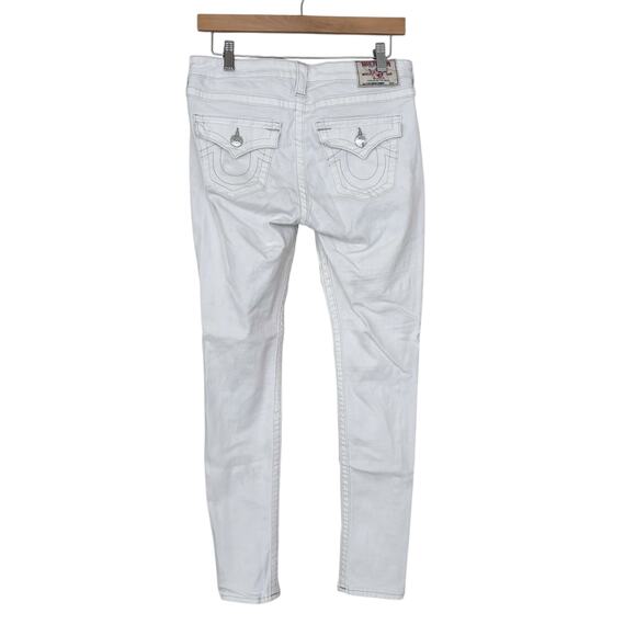 True Religion White Distressed Sequin Skinny Jeans Sz 29 - Picture 9 of 9